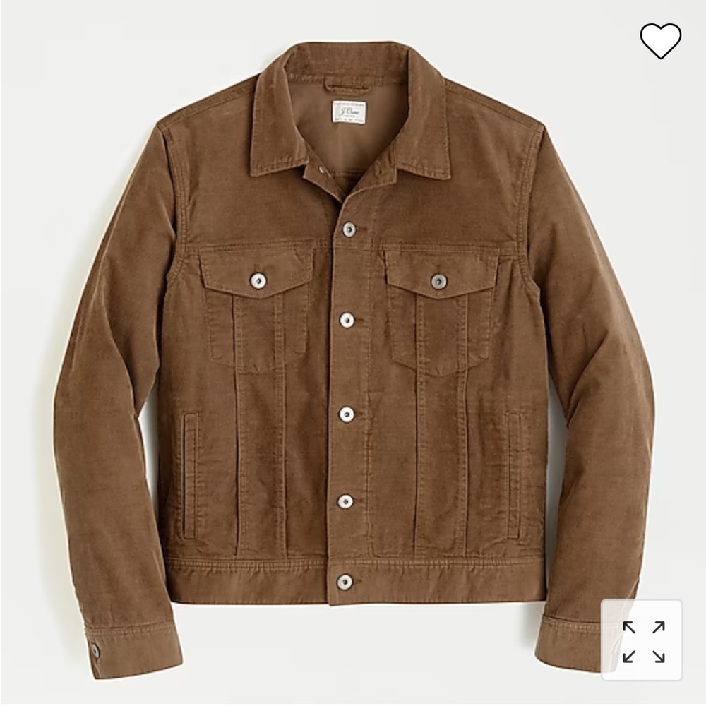 NEW WITH TAGS J. Crew Trucker Jacket in Saddle Brown Stretch Corduroy